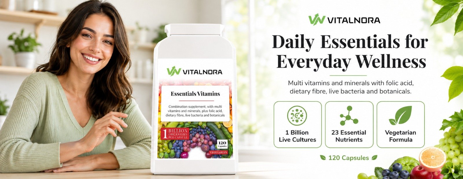 Essentials Vitamins – 120 Vegetarian Capsules product information