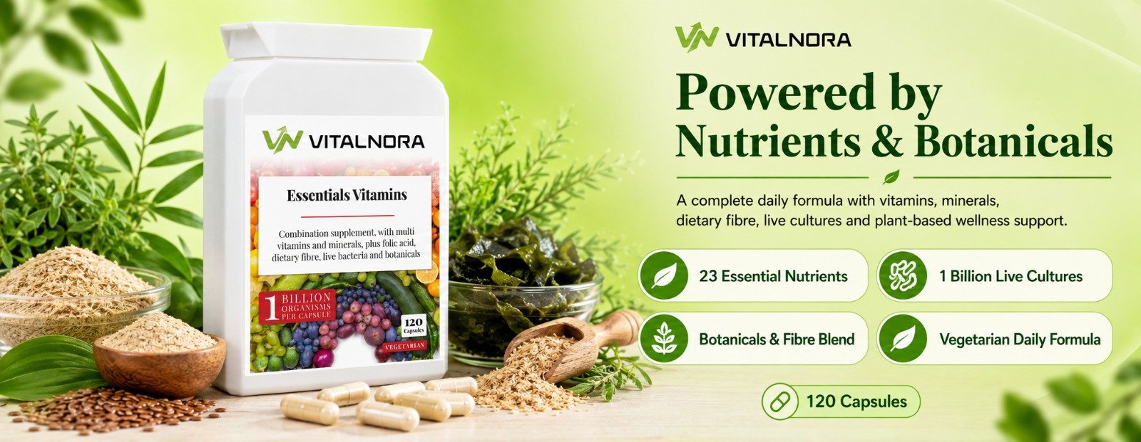 Essentials Vitamins – 120 Vegetarian Capsules product information