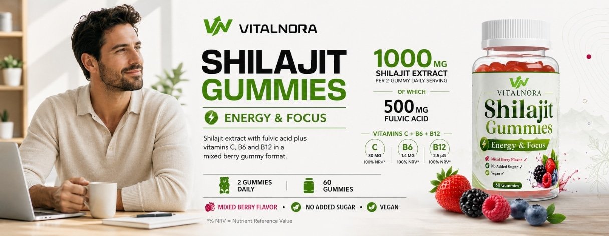Shilajit Gummies 1000mg + Vitamins C, B6 & B12 – 60 Gummies product information