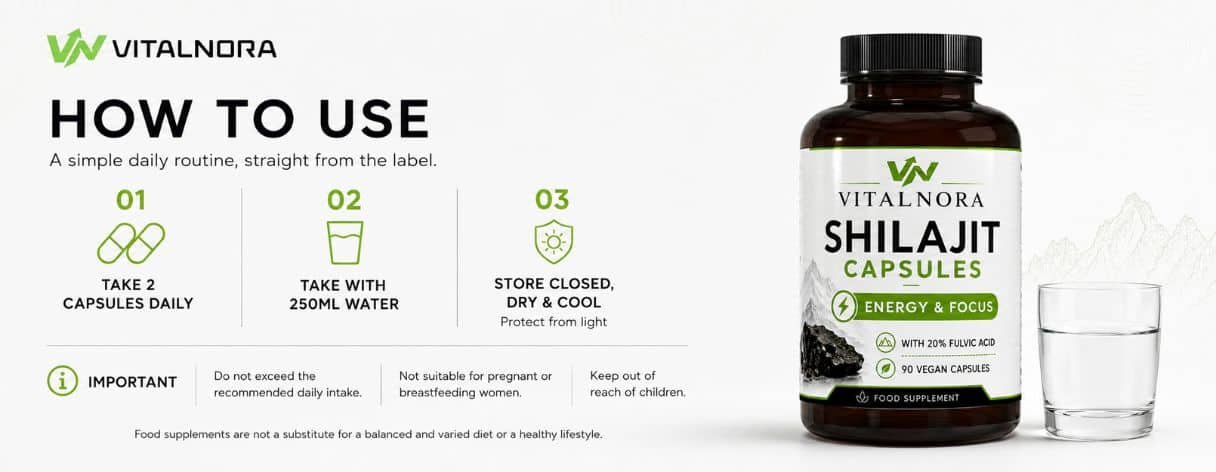 Shilajit (20% Fulvic Acid) – 90 Vegan Capsules product information