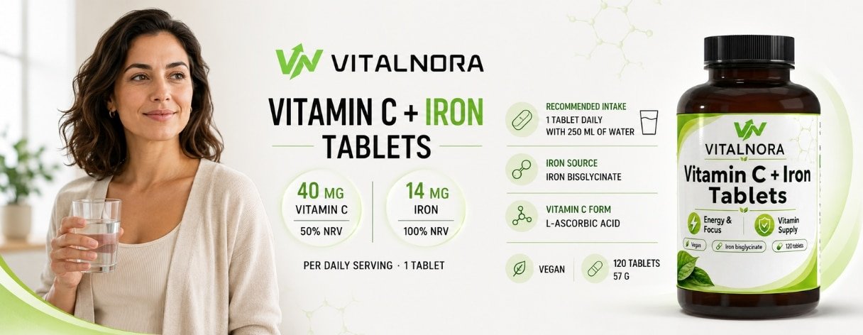 Iron + Vitamin C — 120 Vegan Tablets product information