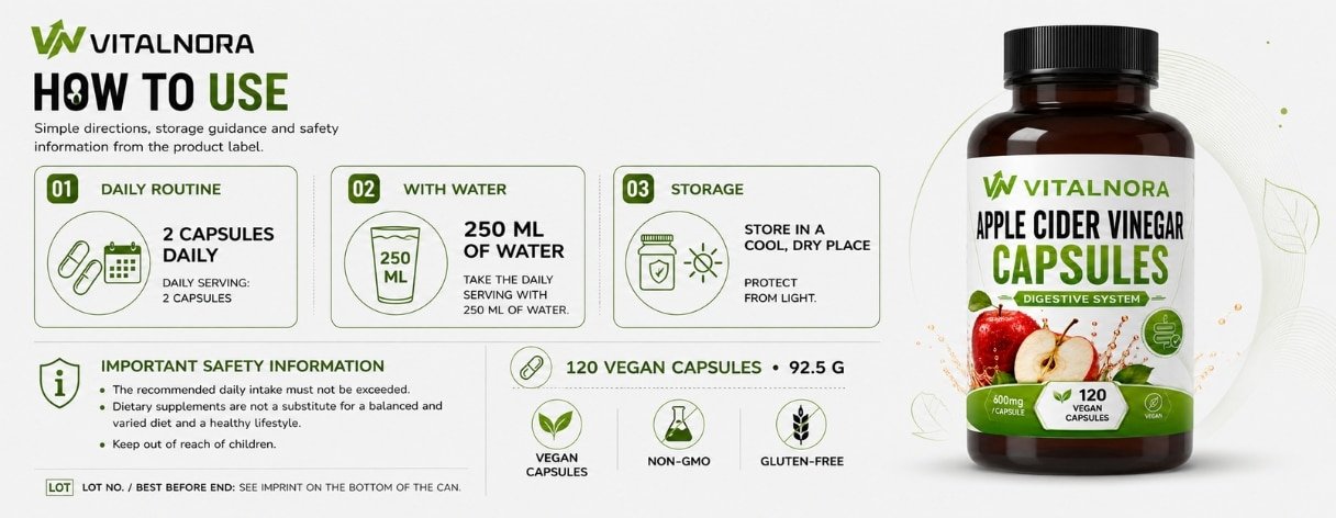 Apple Cider Vinegar Extract Capsules – 600mg Per Capsule | 120 Vegan Capsules product information