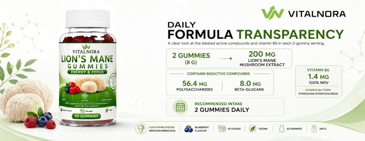 Lion’s Mane + Vitamin B6 Gummies — 60 pcs product information