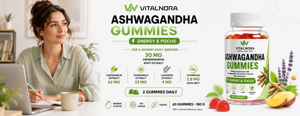 Ashwagandha + Vitamin B6 Gummies – 60 pcs product information