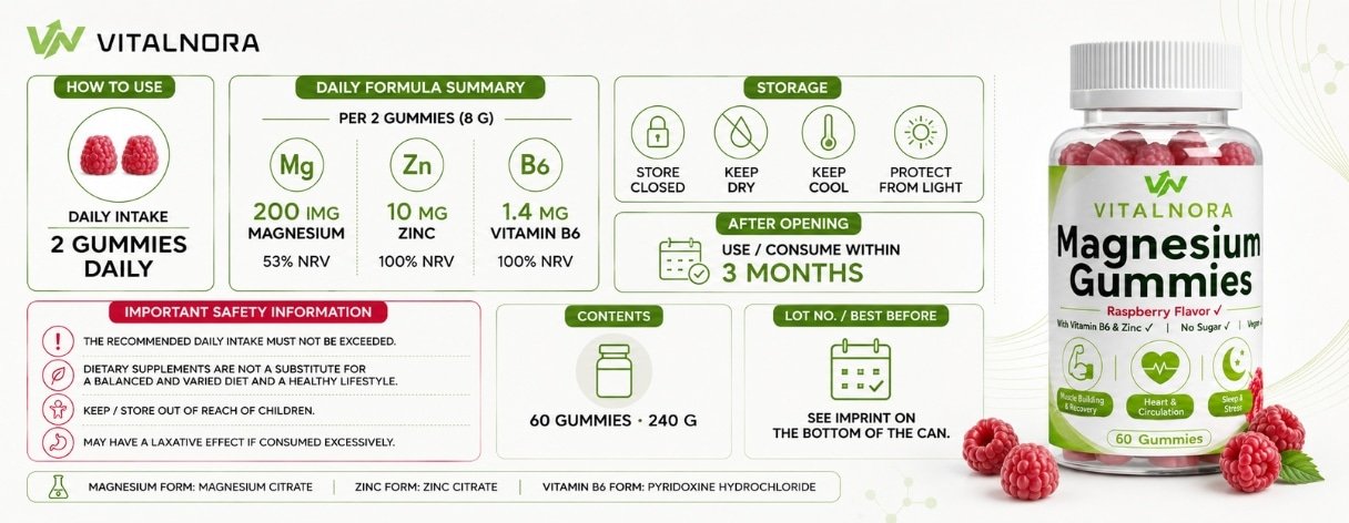 Magnesium + Zinc + Vitamin B6 Gummies — 60 pcs product information