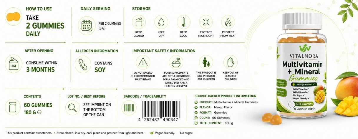 Multivitamin + Mineral Gummies — 60 pcs product information
