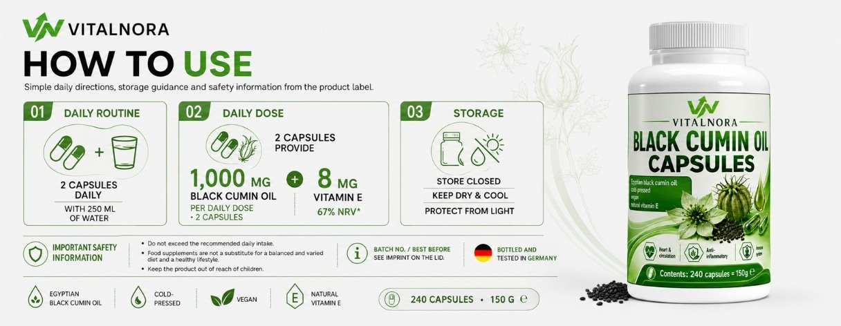 Egyptian Black Cumin Oil – 240 Vegan Softgels product information